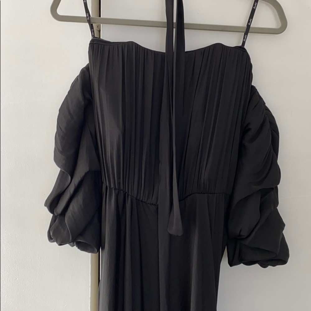 Bardot asymmetrical black off the shoulder dress